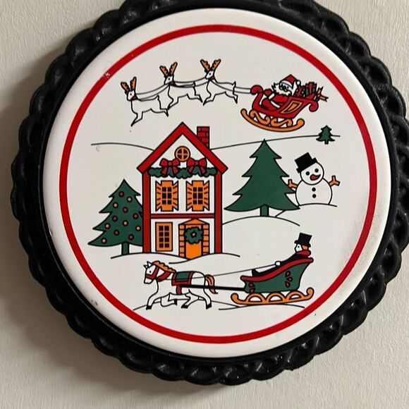 Vintage Orient Cast Iron Christmas Trivet // Santa Sleigh Trivet - Picture 1 of 7